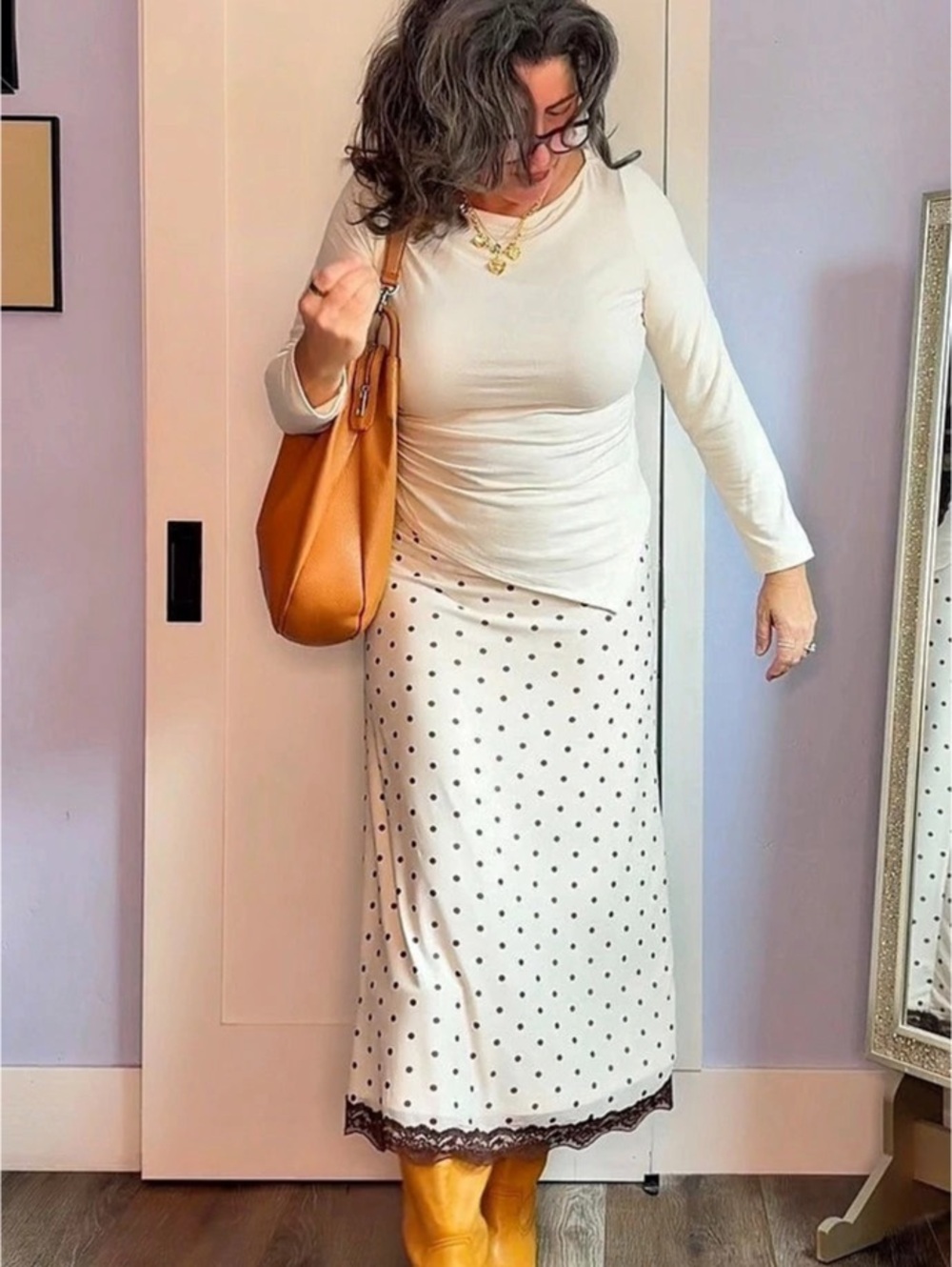 Fall Flirt Polka Dot Maxi Skirt